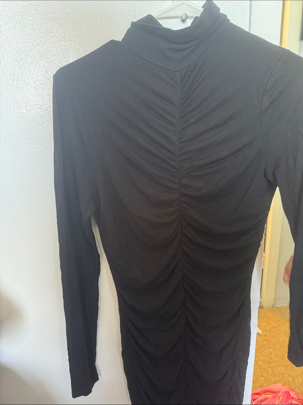Veronica Beard Black Ruched Long-Sleeve Dress
